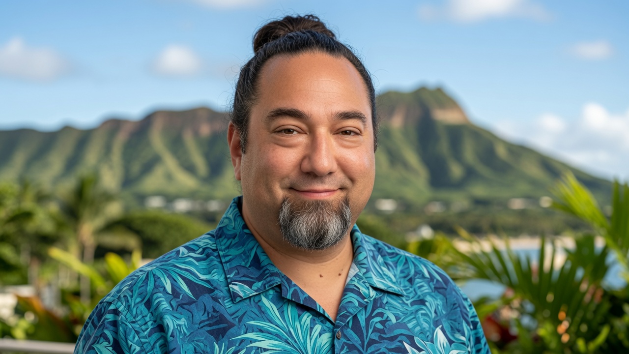 Frank Baumann of Oahu Adventure Tours in front of Diamond Head